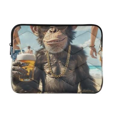 Imagem de Capa para laptop 13, 13,3, 35 cm, macaco sorridente em óculos de sol, à prova de choque, capa protetora para notebook, pasta, bolsa de transporte