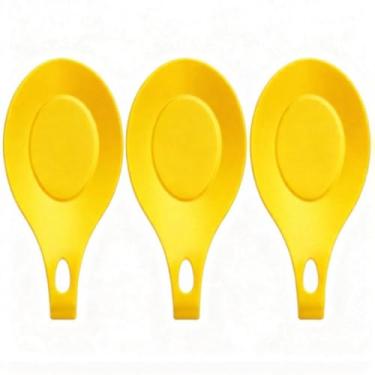 Imagem de 3 conjuntos de descanso de colher de silicone resistente ao calor suporte de utensílios de cozinha TPE fácil de limpar almofada de colher multiuso prato de lanche prato de frutas