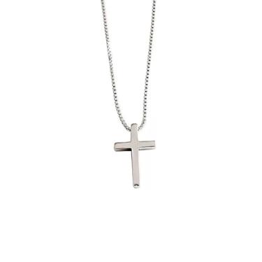 Imagem de Alggkss Colar feminino com pingente de cruz de ouro branco pequeno – Joias hipoalergênicas com cruz de prata,