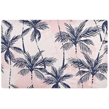 Imagem de TSENQUE Tapete personalizado rosa trópicos palmeira tapete bonito porta da frente, capacho entrada interna tapetes de entrada laváveis para dentro de casa 81,3 cm x 50,8 cm