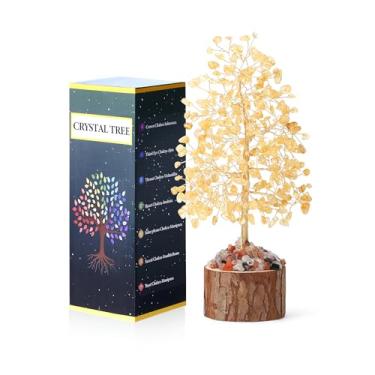 Imagem de NUKAYAI Árvore da vida de cristal citrino, presentes de aniversário para mulheres, cristais e pedras curativas, árvore de cristal para energia positiva, decoração de mesa de escritório em casa