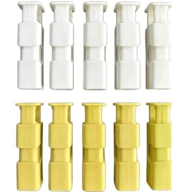 Imagem de 10 peças clipes de vedação de saco de alimentos com mola de plástico para pão, lanches e sacos de leite em pó armazenamento de cozinha à prova de umidade, branco amarelo