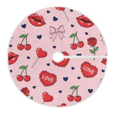 Imagem de Blueangle Saia de cerejeira vermelha de 90 cm para o dia dos namorados - decoração de árvore de férias de poliéster macio e resistente a rugas (283)