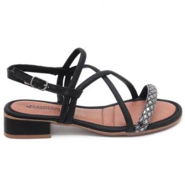 Imagem de Sandália Mississipi Salto Baixo Pedrarias Feminino Q9552-Feminino