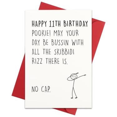 Imagem de GETRIC Cartão de aniversário de 11 anos engraçado para menino e menina, cartão de aniversário de 11 anos, presentes de aniversário e decorações para filho, filha, homens, mulheres, pai, mãe, cartão de