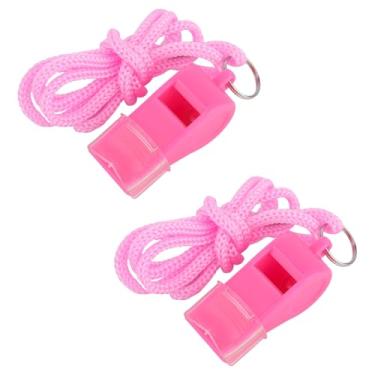 Imagem de 2un Apito de Treinador Rosa, Apito Esportivo Alto e de Cor Vibrante com Cordão e Bocal para Treinadores Árbitros Salva-Vidas Professores Adestramento Cães(Rosa Choque)
