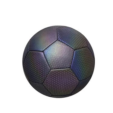 Imagem de Bolas de futebol esportivas que brilham no escuro tamanho 4 e tamanho 5 com agulha de bomba, bola de futebol refletiva brilhante perfeita para jogos ao ar livre e interno, ótimo presente para adultos