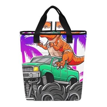 Imagem de Joitme Linda mochila Highland Cow, lua, noite, praia, impermeável, à prova de areia, 36 latas isoladas, sacos de compras 35 x 15 x 40 cm, caminhão monstro de dinossauro de desenho animado, clássico