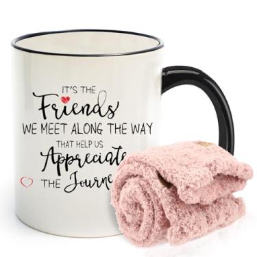 Imagem de Presentes de amizade exclusivos para mulheres, ideias de conjunto de presente de aniversário para amigas irmãs melhores amigas, caixa de presente com caneca de café, meias para o dia das mães, Natal