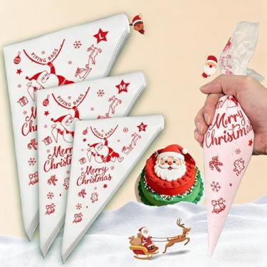 Imagem de 100 sacos de confeitar descartáveis de Natal para confeitar cupcake, decoração de bolos, utensílios de pastelaria para cozinha doméstica (branco, pequeno)