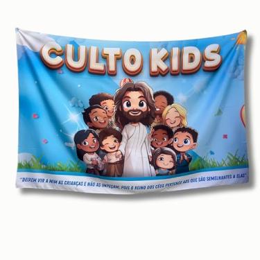 Imagem de Bandeira Decorativa Kids, Culto, Multicolorido, 150x100cm, Uso Interno e Externo, Oxford Premium, Sublimação a Laser, Acabamento Profissional
