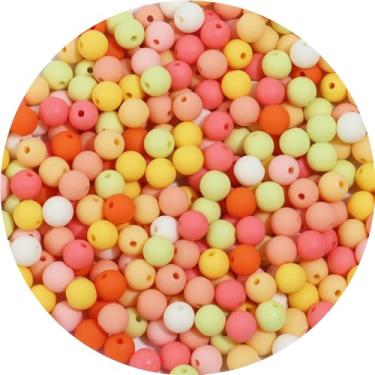 Imagem de 500 peças de contas redondas de acrílico fosco 8 mm contas espaçadoras com orifício para pulseira faça você mesmo, colar, brincos, chaveiro, joias, suprimentos artesanais, série laranja fosco