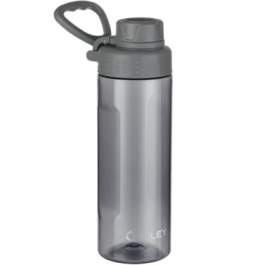Imagem de OLDLEY Garrafas de água Tritan de 590 ml sem BPA com alça de transporte e tampa de bico, garrafa de água infantil à prova de vazamento para casa, viagem, escola, ao ar livre, cinza