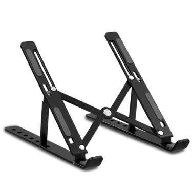 Imagem de Suporte De Notebook De Alumínio Ajustável Para Notebook De 7 Ângulos Ajustável De Alumínio Dobrável E Ergonômico Para Desktop Compatível Com Macbook, Ipad, Hp, Dell, Lenovo 10-18 Polegadas