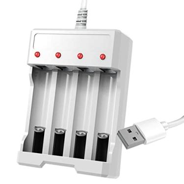 Imagem de Carregador de Bateria USB 4 Slot Carregado Rápido Recarregável para Pilhas AA AAA