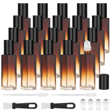 Imagem de Segbeauty 20 frascos de rolo de óleo essencial âmbar a granel de 9,6 g, mini aplicador de esferas recarregáveis para perfume, frascos pequenos de viagem de 10 ml para óleos de rícino, garrafa