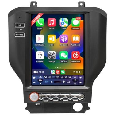 Imagem de Atualização de rádio estéreo automotivo (4 GB + 64 GB) para Ford Mustang 2015-2019, tela sensível ao toque QLED de 10,4 polegadas e câmera reserva 1080p, unidade de cabeça Android 13 com CarPlay