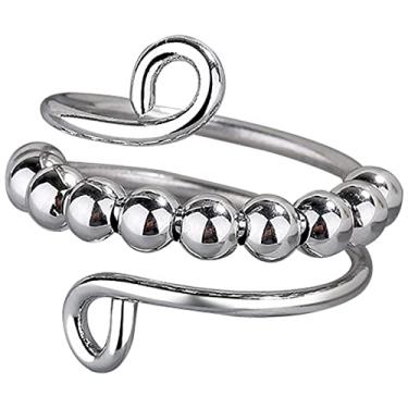 Imagem de ZJchao Anel Giratório Feminino Ajustável, Anel para Alívio de Ansiedade, Alívio do Estresse, Feminino, Masculino, Ouro, Prata, Cobre, Joias Hipoalergênicas, Presente 2cm (02)