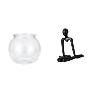 Imagem de Whtkoph Escultura Abstrata de Um Pequeno Aquário Transparente em Forma de Pensador, Ornamento para Aquário, Vaso de Mesa, Estátua para Escritório, Casa, Quart