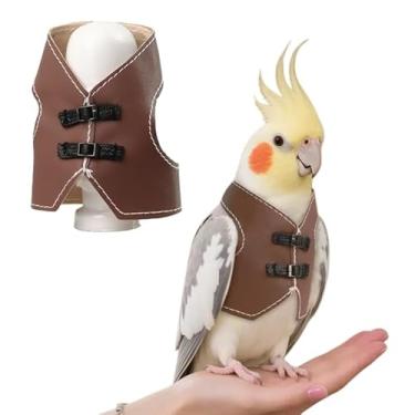 Imagem de Magnoloran Roupas de pássaro, jaqueta de couro de papagaio, acessório de foto de cosplay de fantasia de pássaro, roupa de papagaio para eclecto, periquito cinza africano, conure, calopsita, pássaros