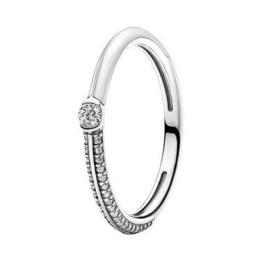 Imagem de Anel Feminino Em Prata Esterlina 925 Com Ouro Rosa E Pedra Em Forma De