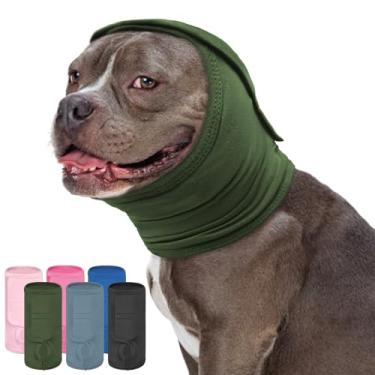 Imagem de KOESON Protetores de orelha para cães, protetores de ouvido longos para cães, proteção contra ruído com gancho e laço, capas de cabeça e pescoço para cães, moletom macio para alívio da ansiedade
