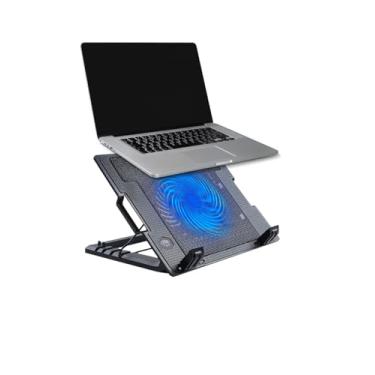 Imagem de Suporte Para Notebook Com Cooler Silencioso Com 5 Níveis de Ajuste Ergonômico, 2 Saídas USB Adicional e Iluminação Interna Base Para Notebook de Até 19 Polegadas Ergonômico para Jogos e Trabalho