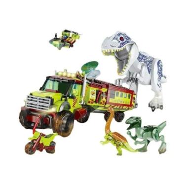 Imagem de Kit De Blocos De Montar Aventura De Dinossauro Jurássico Caminhão De T