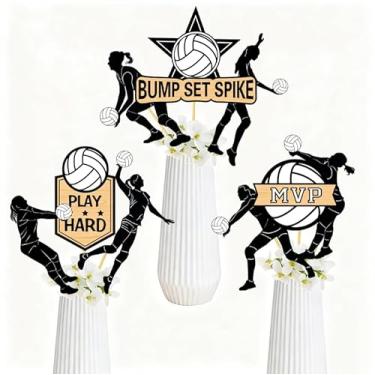 Imagem de JarThenaAMCS 18 peças de palitos de mesa de centro de voleibol, conjunto de decoração de tema esportivo, enfeite de mesa para artigos de festa esportiva