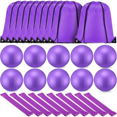 Imagem de Soulchen 30 bolas de exercícios de pilates 23 cm com faixas de resistência de 11,3 a 13,6 kg para malhar, conjunto de equipamentos de exercícios para ioga, estabilidade, treinamento de barra