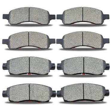 Imagem de D1169 D883 Conjunto de pastilhas de freio dianteiras traseiras de cerâmica compatível com Buick Enclave 2008-2017, Chevy Traverse 2009-2017, GMC Acadia 2007-2016, Saturn Outlook 2007-2010