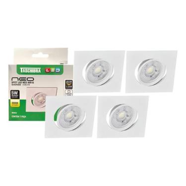 Imagem de 4 Spot Led Neo Embutir Quadrado 5W Luz Quente 3000k Taschibra
