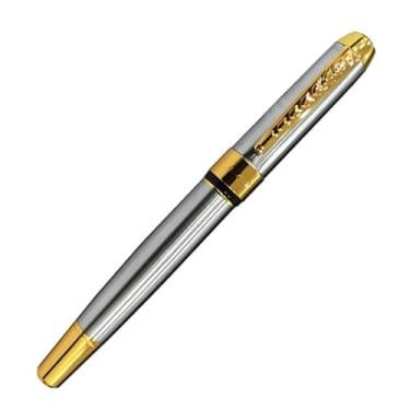 Imagem de GAFNED Caneta-tinteiro de metal com clipe dourado estilo clássico, caneta de presente de luxo para negócios, canetas de tinta de 0,5 mm para escrever (01)