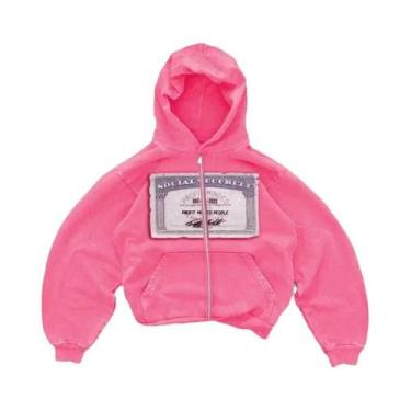 Imagem de Moletom Unissex Estilo Hip-hop Retro Harajuku Com Zíper, Estampa Perso