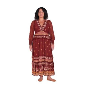 Imagem de City Chic Vestido feminino plus size - Elle Maxi, Estampa laranja, 52