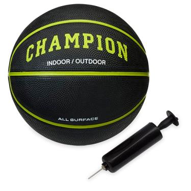 Imagem de Champion Basquete Downtown (69,8 cm, preto/prímula noturna) – Capa de borracha durável com canais profundos para melhor controle, bexiga butílica anti-explosão, inclui bomba de bola, para jogos