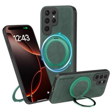 Imagem de MCFANCE Capa magnética com suporte para Samsung Galaxy S25 Ultra, compatível com MagSafe, capa protetora antiderrapante para Galaxy S25 Ultra (verde, S25 Ultra-6,9 polegadas)