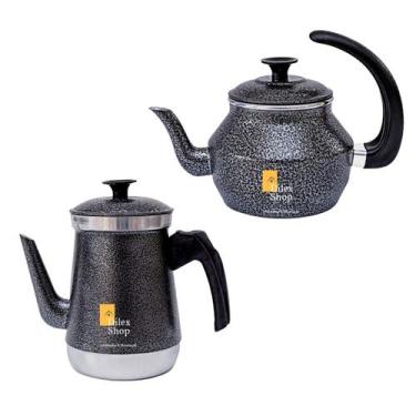 Imagem de Kit Bule E Chaleira Com Infusor Chá Café Leite Em Alumínio - DA ALUMIN