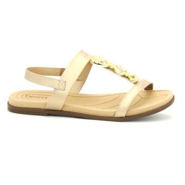 Imagem de Sandalia Beira Rio Original Rasteira Elastico Feminino 125, 36, Dourad