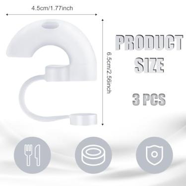 Imagem de 3 peças de cobertura de canudo sem rugas, tampa de silicone à prova de poeira anti/sem rugas, design de abertura inclinada de 40°, tampas reutilizáveis para copo Stanley 1,134 g 850,5 g