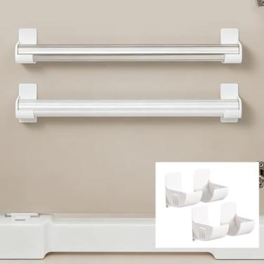 Imagem de 4 peças, dispensador de saco de lixo sem perfuração, suporte de saco de plástico montado na parede, organizador de sacolas de compras, suporte de saco de lixo branco para organização doméstica