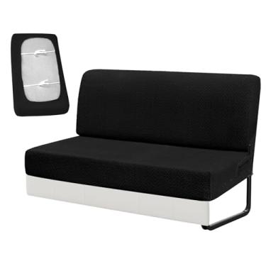 Imagem de YUJIASH Capas de sofá de trailer para sofá-cama, 2 peças, capas para encosto e assento, para sofá Jackknife, capa de móveis para trailers (preto)
