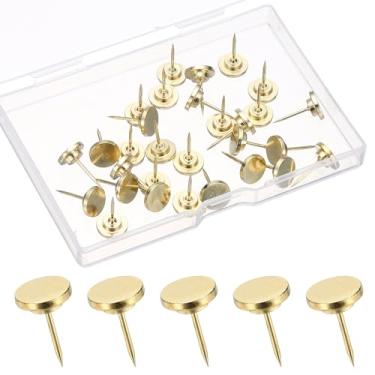 Imagem de PATIKIL 30 peças de pinos planos, tachas metálicas douradas, tachinhas de polegar para quadro de avisos, quadro de cortiça, mapas de parede, caixa de sombra, exibição de imagens, artesanato