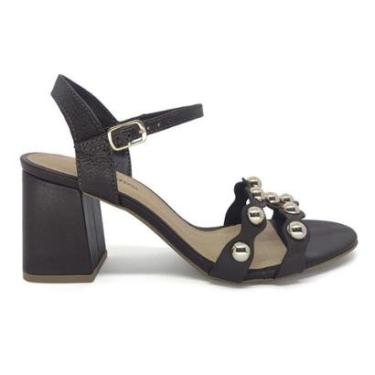 Imagem de Sandália Bottero Salto Grosso Médio Couro Marrom 373704-Feminino