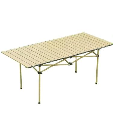 Imagem de Mesa Portátil Dobrável Outdoor Camping Para Viagens Churrascos Praia Pescaria Acampamento(Bege)