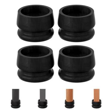 Imagem de TQVAI Elevadores de cama grandes resistentes, 7,6 cm A (interno de 5 cm A), capacidade de carga de 997 kg, borda anti-queda, pacote com 4 elevadores de madeira para cama de casal King Queen, preto