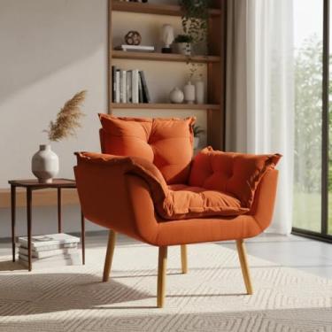 Imagem de Poltrona Alice Decorativa Para Sala Cadeira Reforçada Para Recepção Manicure Clínica Sala De Espera Consultório Escritório Pé Castanho - Clique & Decore (Terracota)