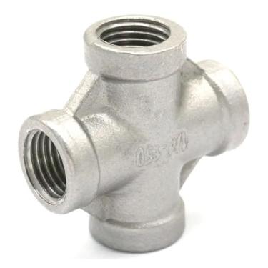 Imagem de 1/10.2 cm BSP fêmea 304 aço inoxidável cruz conector 4 vias encaixe de tubulação água óleo ar WWECCQIJ
