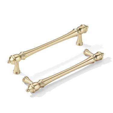 Imagem de khtumeware Pacote com 10 puxadores de armário dourado antigo central de 6 polegadas (152 mm) para armário sólido resistente para gavetas, ferragens adequadas para cozinhas, banheiros e penteadeiras