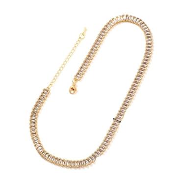 Imagem de Soyzvteo Colar de diamante com pedras de zircônia cúbica, corrente de diamante, banhado a ouro, corrente de tênis delicada, joias presentes para mulheres, Small, Zinco Cristal, Sem Pedra Preciosa